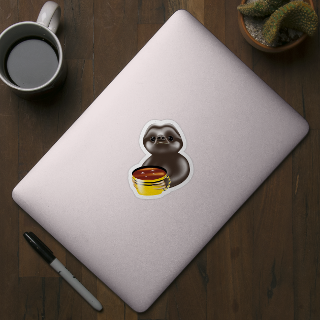 Cute sloth  drinking coffee urgently by AdishPr